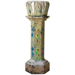 Piédestal et jardinière en cuivre polychromé Repouss, France, 19ème siècle