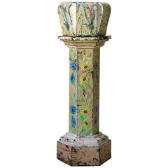 Polychromed Repoussé Copper Pedestal and Planter, France, 19th Century 6