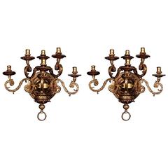 19th Century Louis XIV Style Bronze Pair of Wall Lights 8