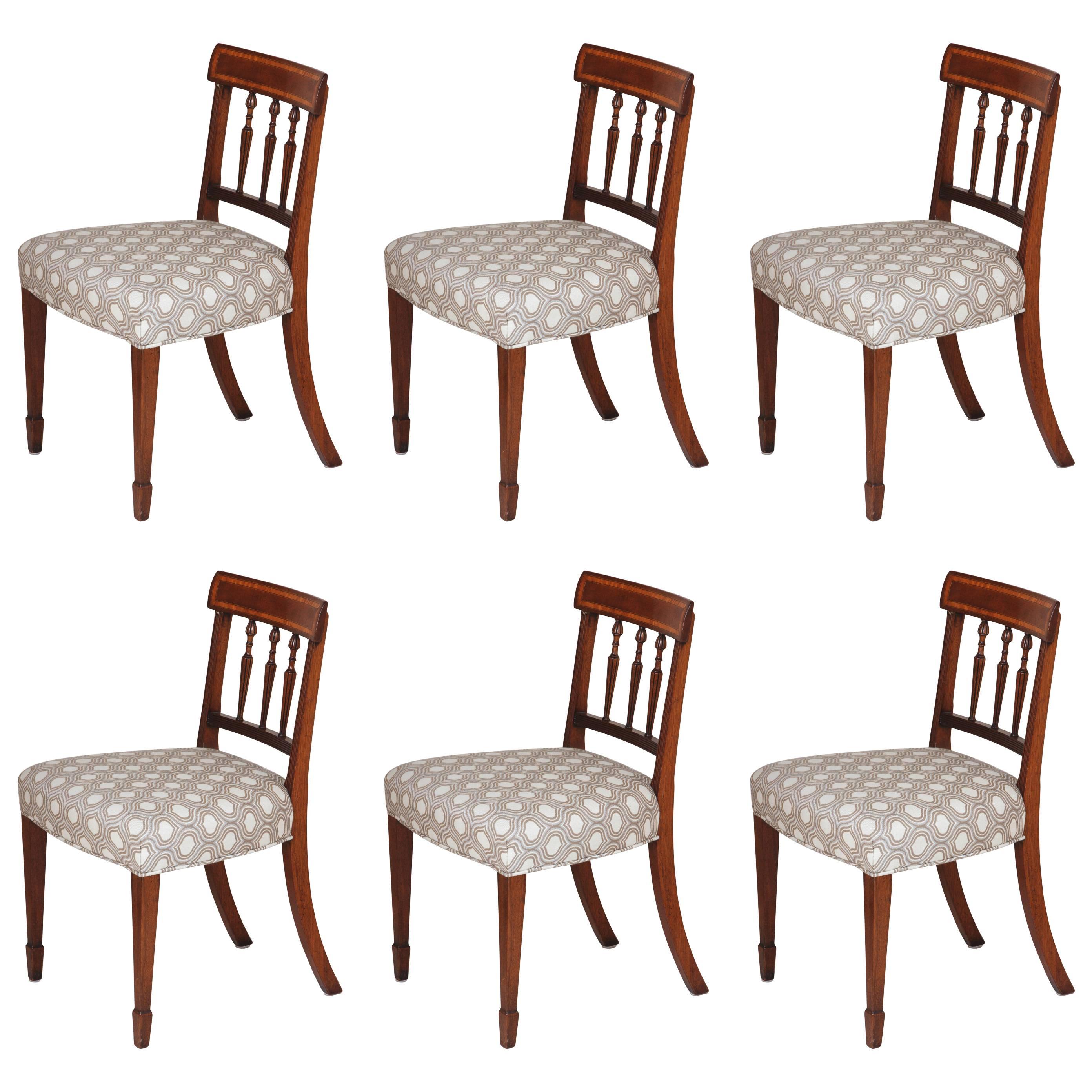 Set of Six Wooden Chairs For Sale