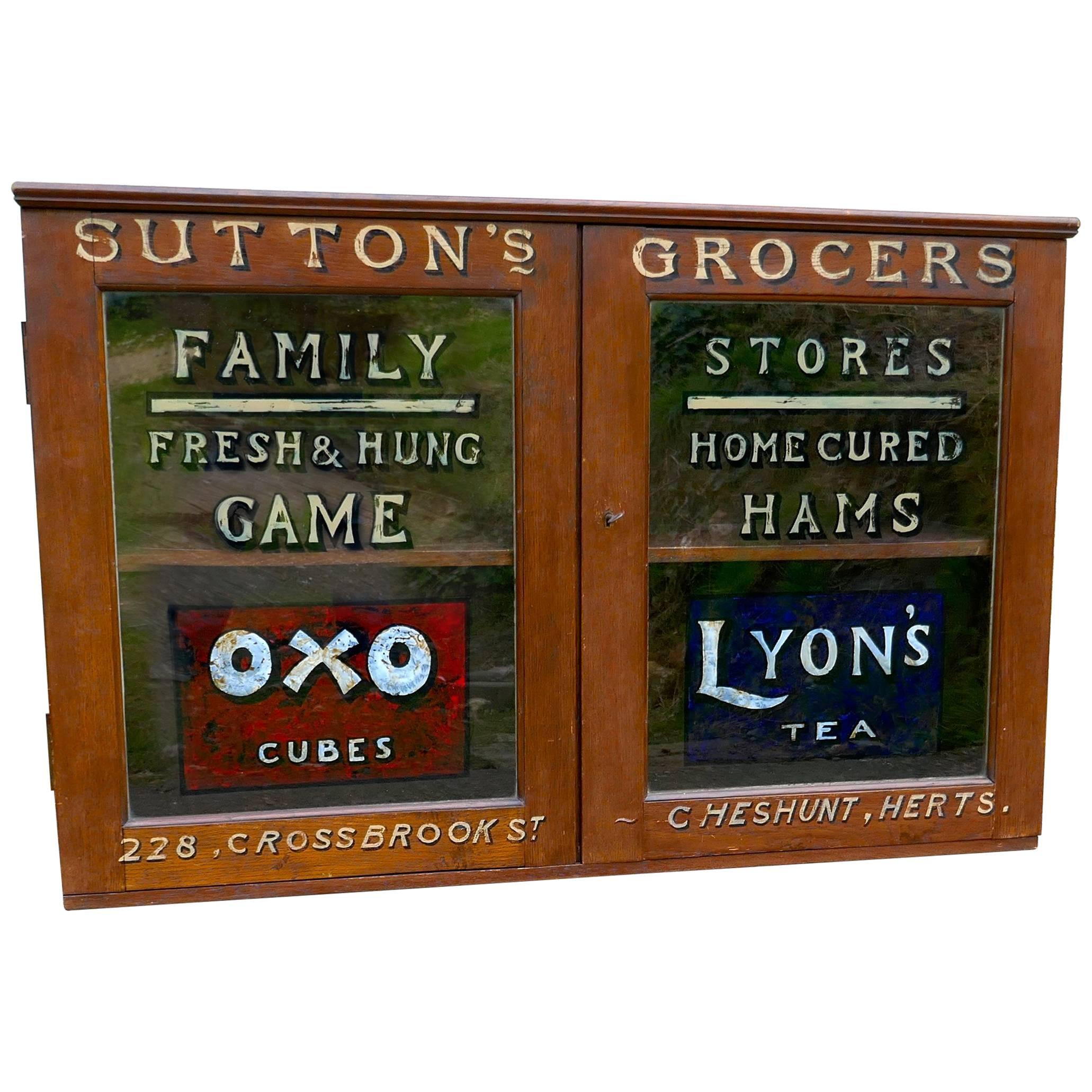 Victorian Sign Painted Grocers Cupboard, Farm Shop Country Store