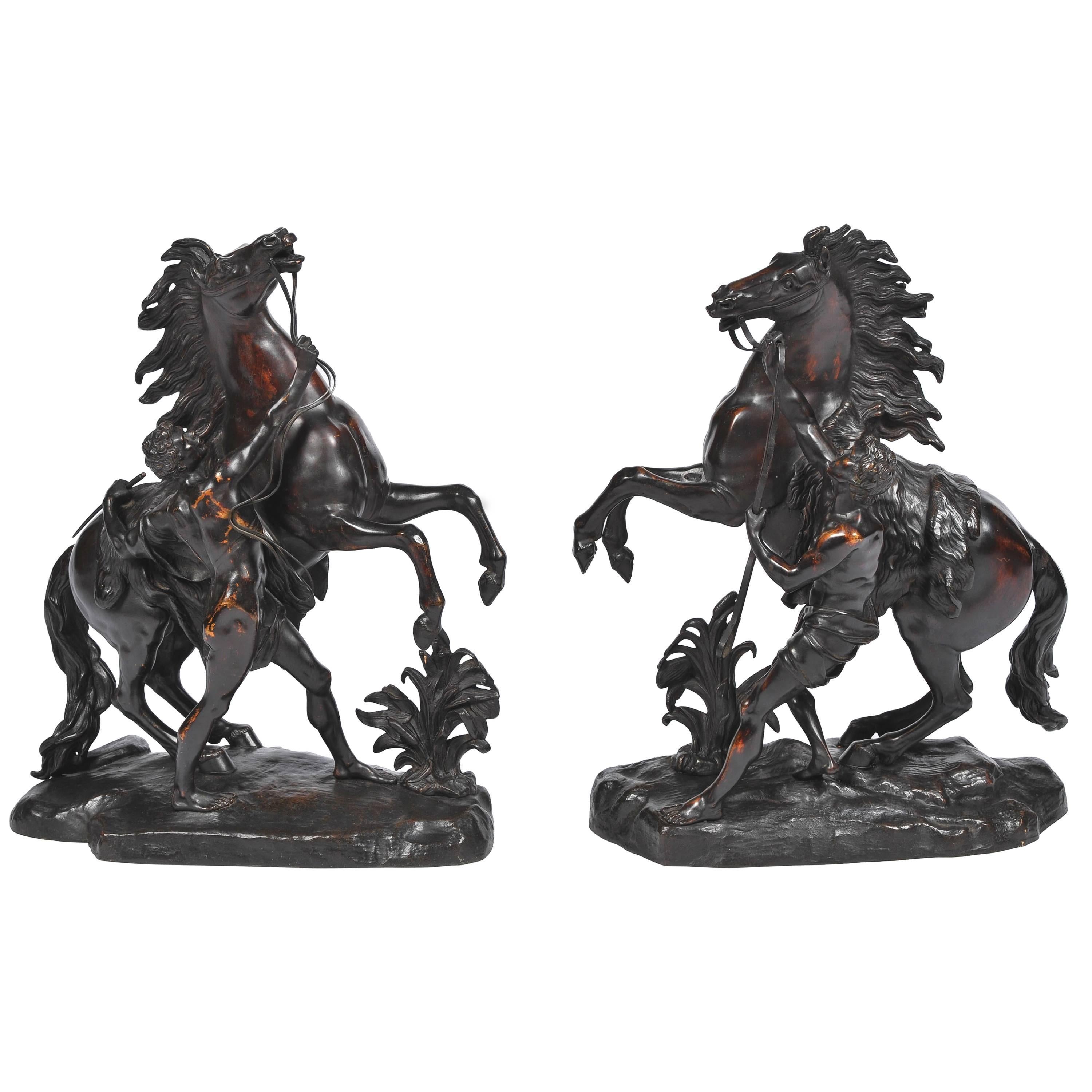 Pair of 19th Century Bronze Marley Horses