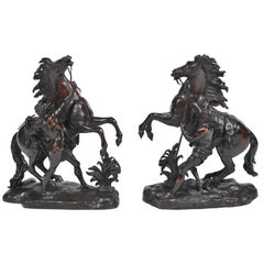 Pair of 19th Century Bronze Marley Horses