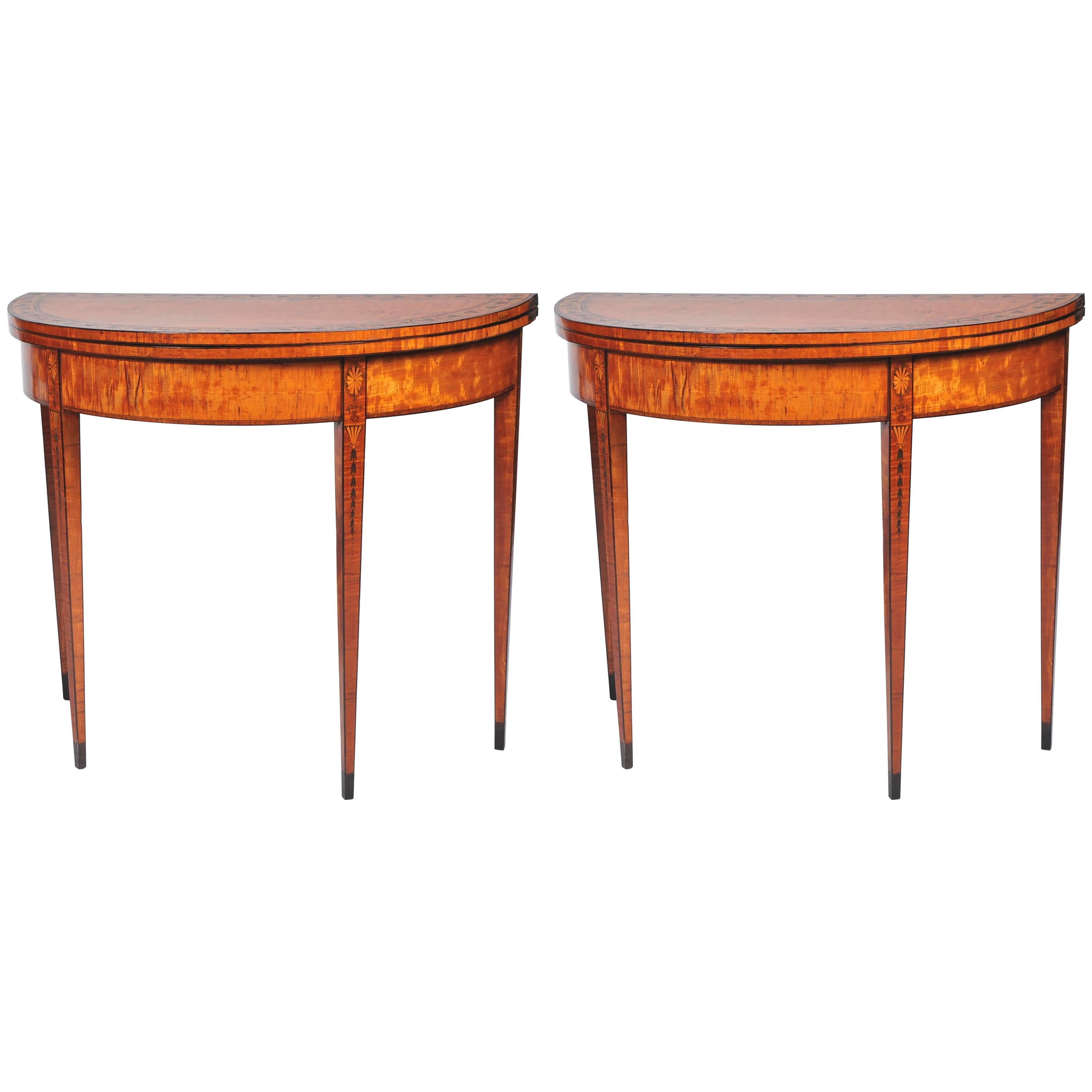 Pair of 18th Century Satinwood Card Tables
