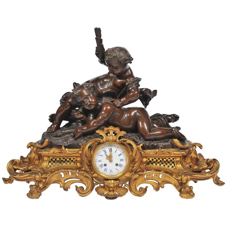 Large French Mantel Clock by Japy Freres For Sale at 1stdibs