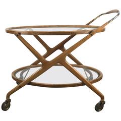 Cesare Lacca 1960s Bar Cart with Glass Shelves and Brass Details 9