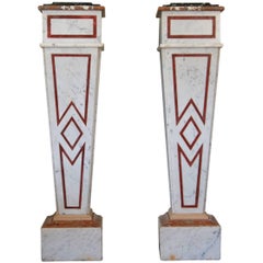 Pair of Italian Neoclassical Marble Pedestals, Late 19th Century