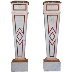 Pair of Italian Neoclassical Marble Pedestals, Late 19th Century 10