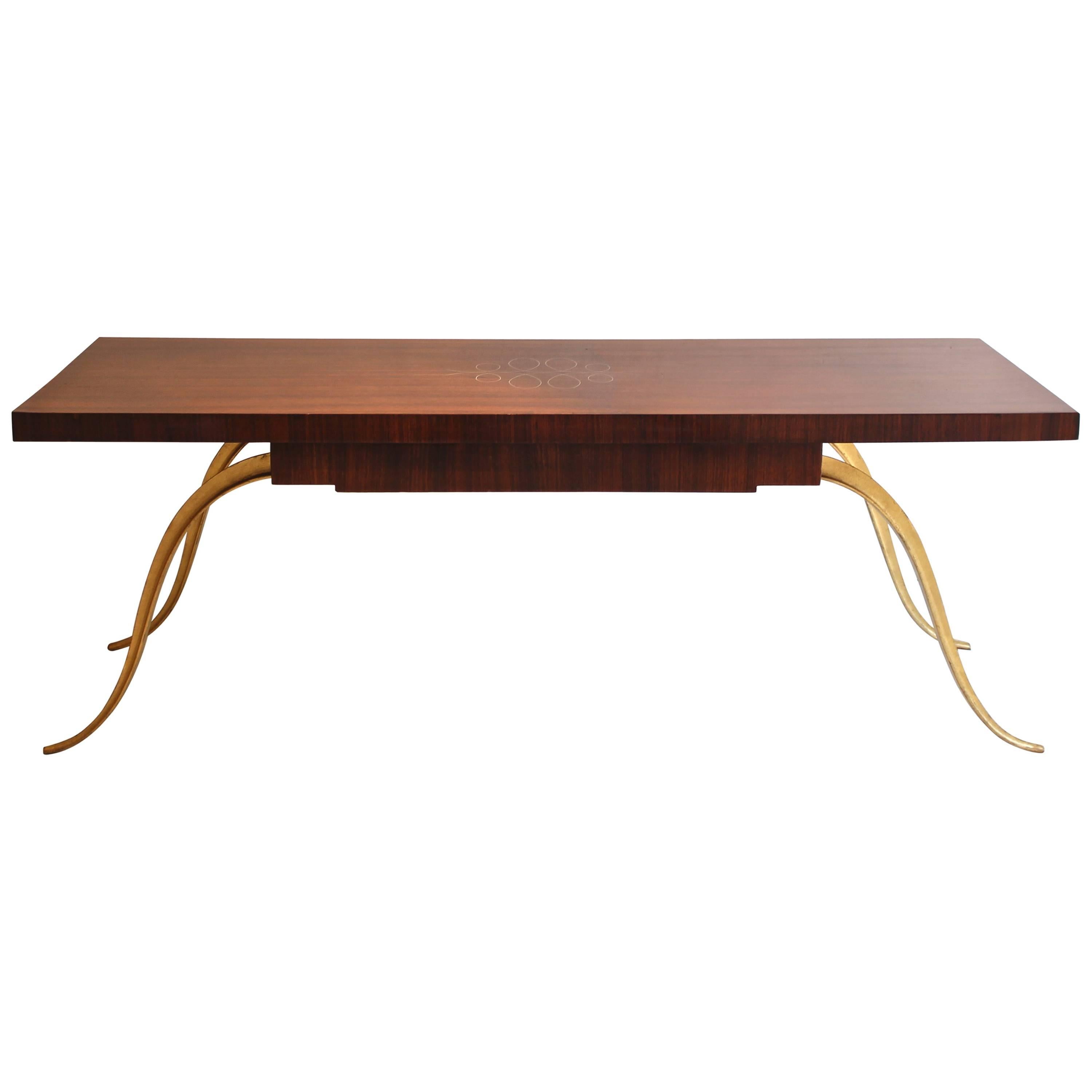 1930s French Art Deco Coffee Table, in Rosewood and Bone Marquetry