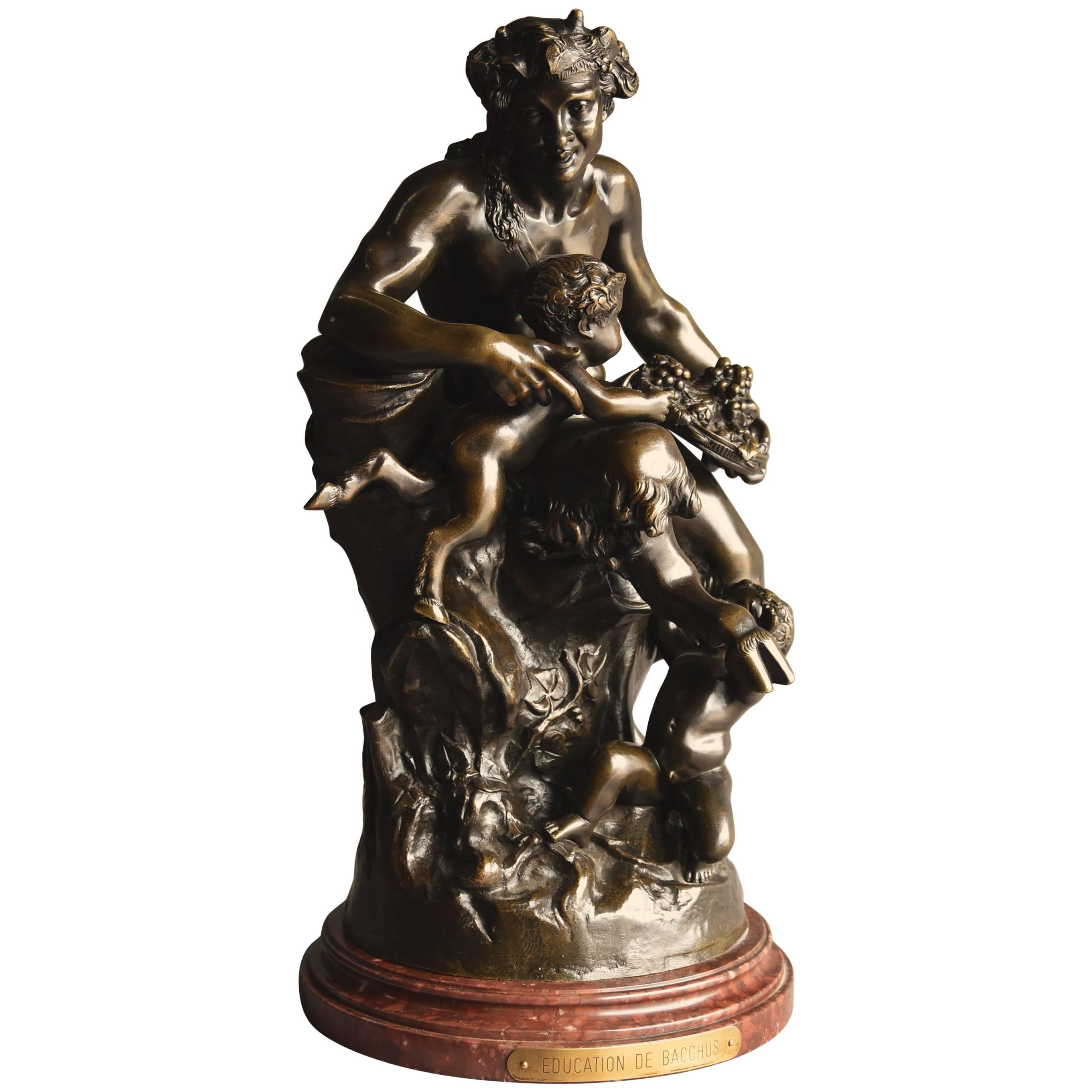 Large Mid-19th Century, French Bronze Group of a Satyr and Two Fauns For Sale