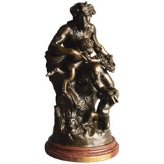 Antique Large Mid-19th Century, French Bronze Group of a Satyr and Two Fauns
