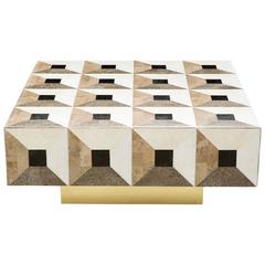 Moonlight Kaleidoscope Coffee Table in Marble Marquetry or Square Version