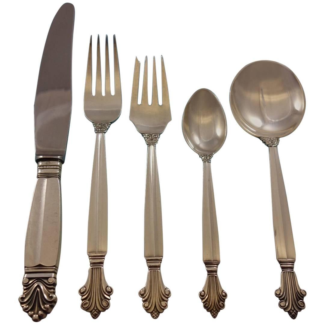 Acanthus by Georg Jensen Flatware Set of Eight Service 46 Pcs Dinner