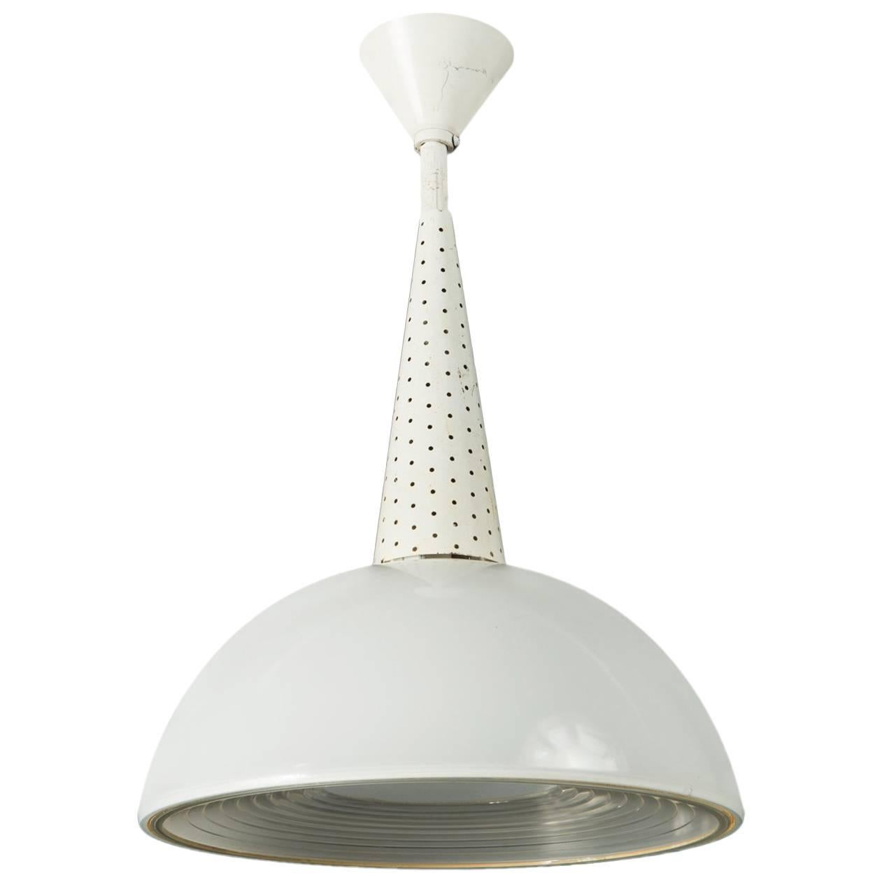 French Pendant Light Attributed to Mathieu Matégot for Holophane For Sale