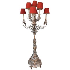 20th Century Italian Silver Standard Floor Lamps Baroque Revival. 