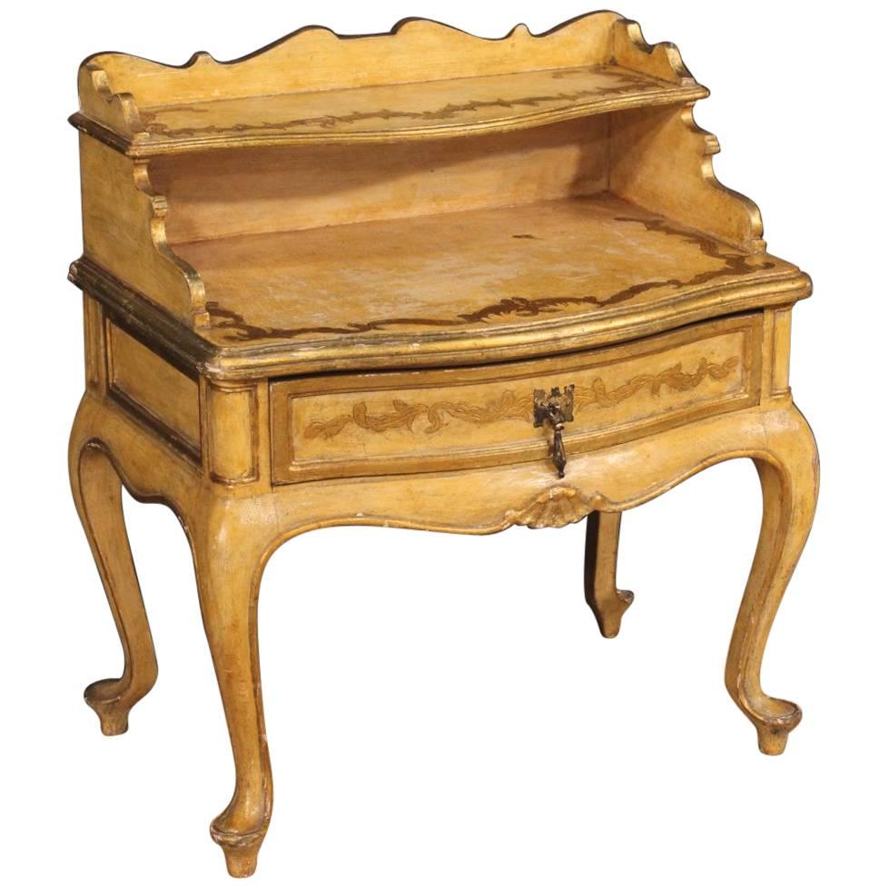 20th Century Spanish Lacquered and Gilt Nightstand in Wood