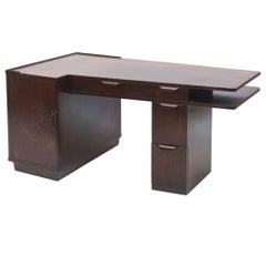 American Modern Dark Walnut Desk, Edward Wormley, Dunbar