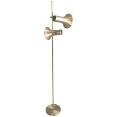 1970s Danish Mid-Century Brass Finished Spotlight Floor Lamp