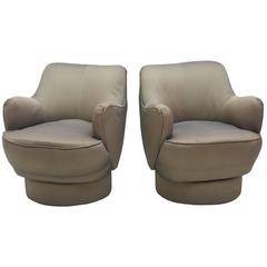 Early and Rare American Modern Pair of Barrel Swivel Chairs, Vladimir Kagan 8