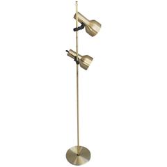 1970s Danish Mid-Century Brass Finished Spotlight Floor Lamp