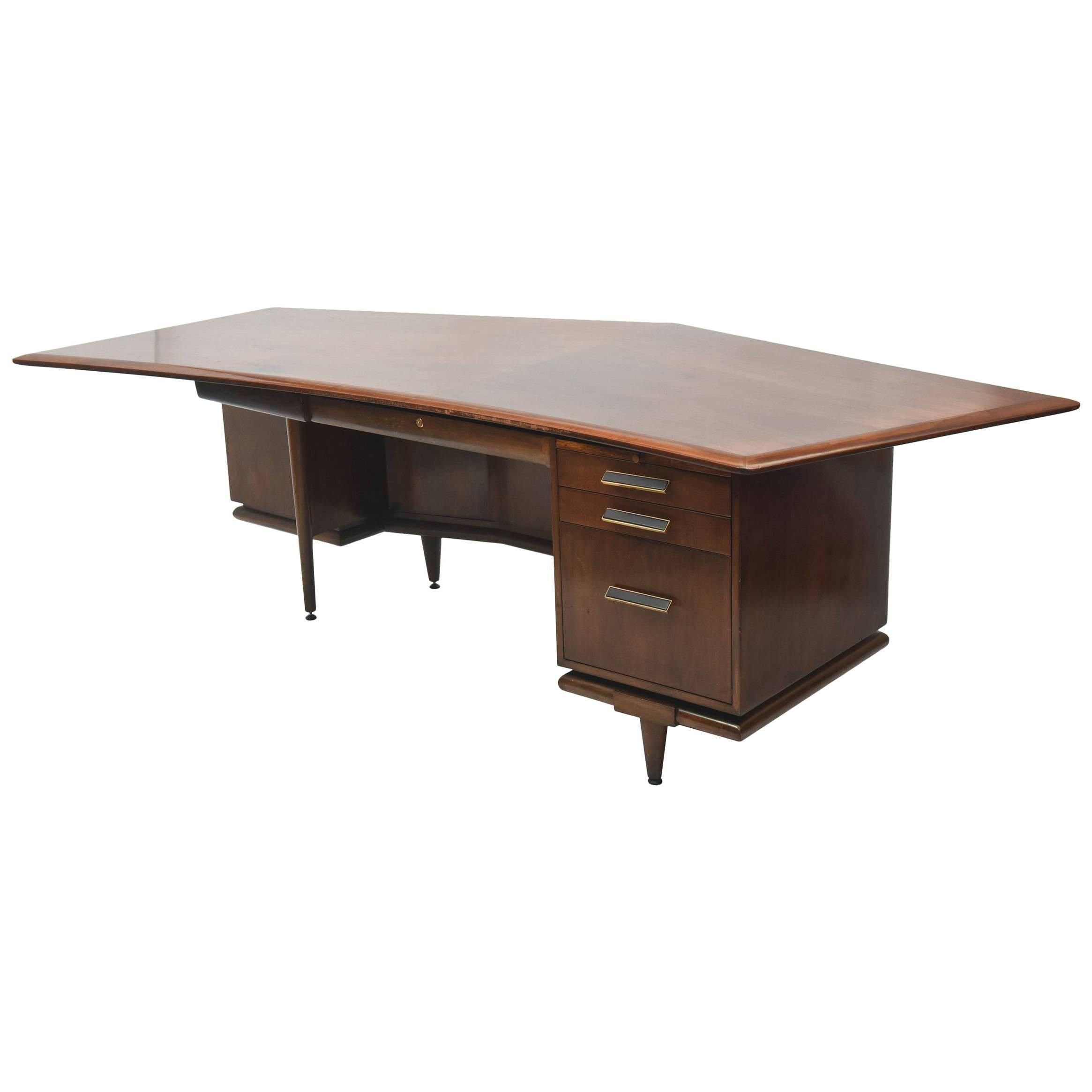 Fine American Modern Dark Walnut Executive Desk, Custom Made by Monteverdi Young For Sale
