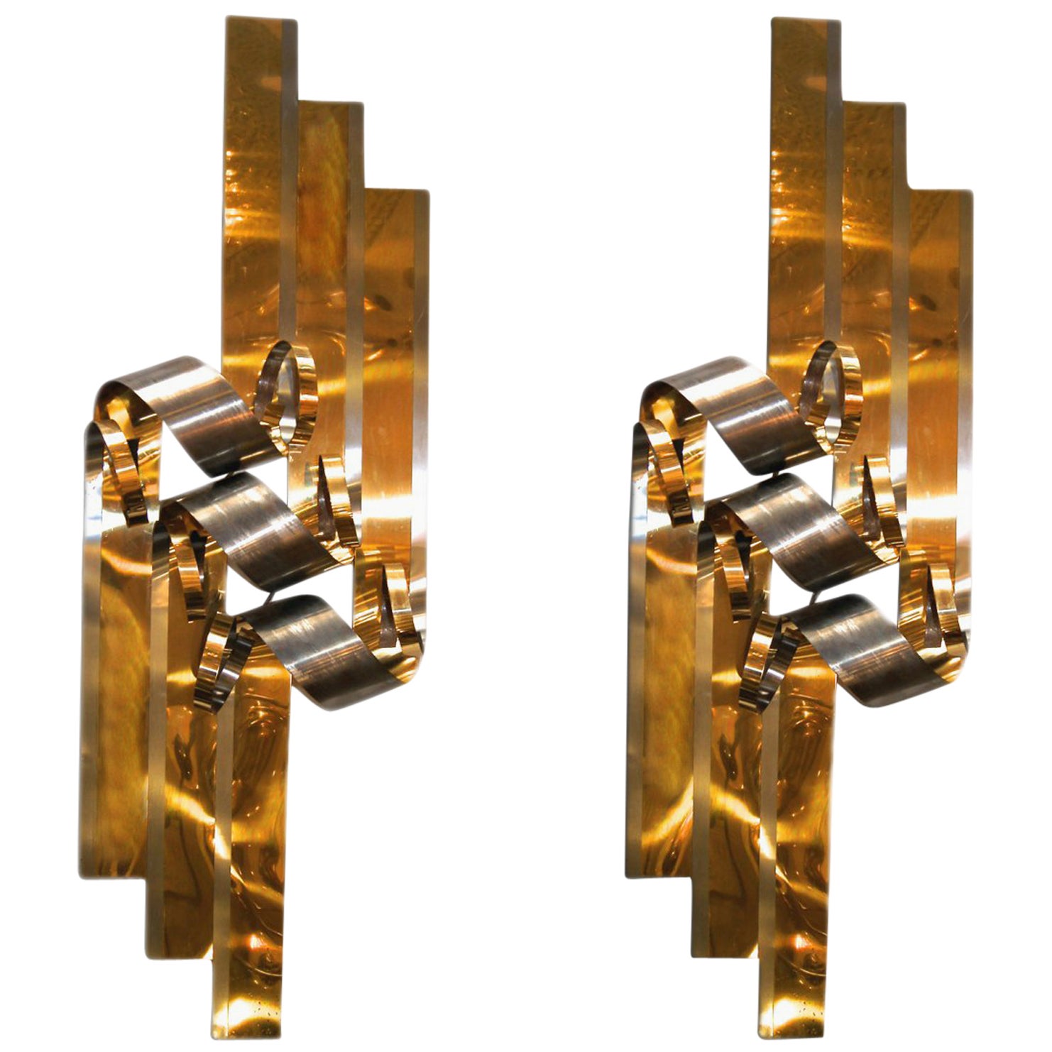 Pair of Large Minimalist Wooden Wall Sculptures For Sale at 1stDibs