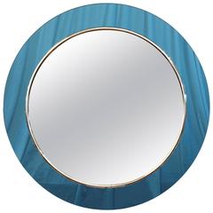 Round Blue Italian Mirror from the 1960s