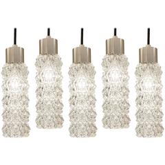 Chrome and Crystalline Faceted Pendant Lights (3 Available)