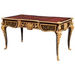 French Bureau Plat of Ebony and Brass Inlay with Ormolu Mounts, 19th Century 3