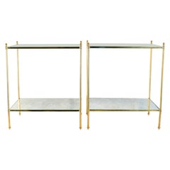 Pair of Large Louis XVI Style Gilt Brass Side Tables, circa 1970