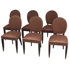 Set of Six Fine French Art Deco Ebonized Dining Chairs 12