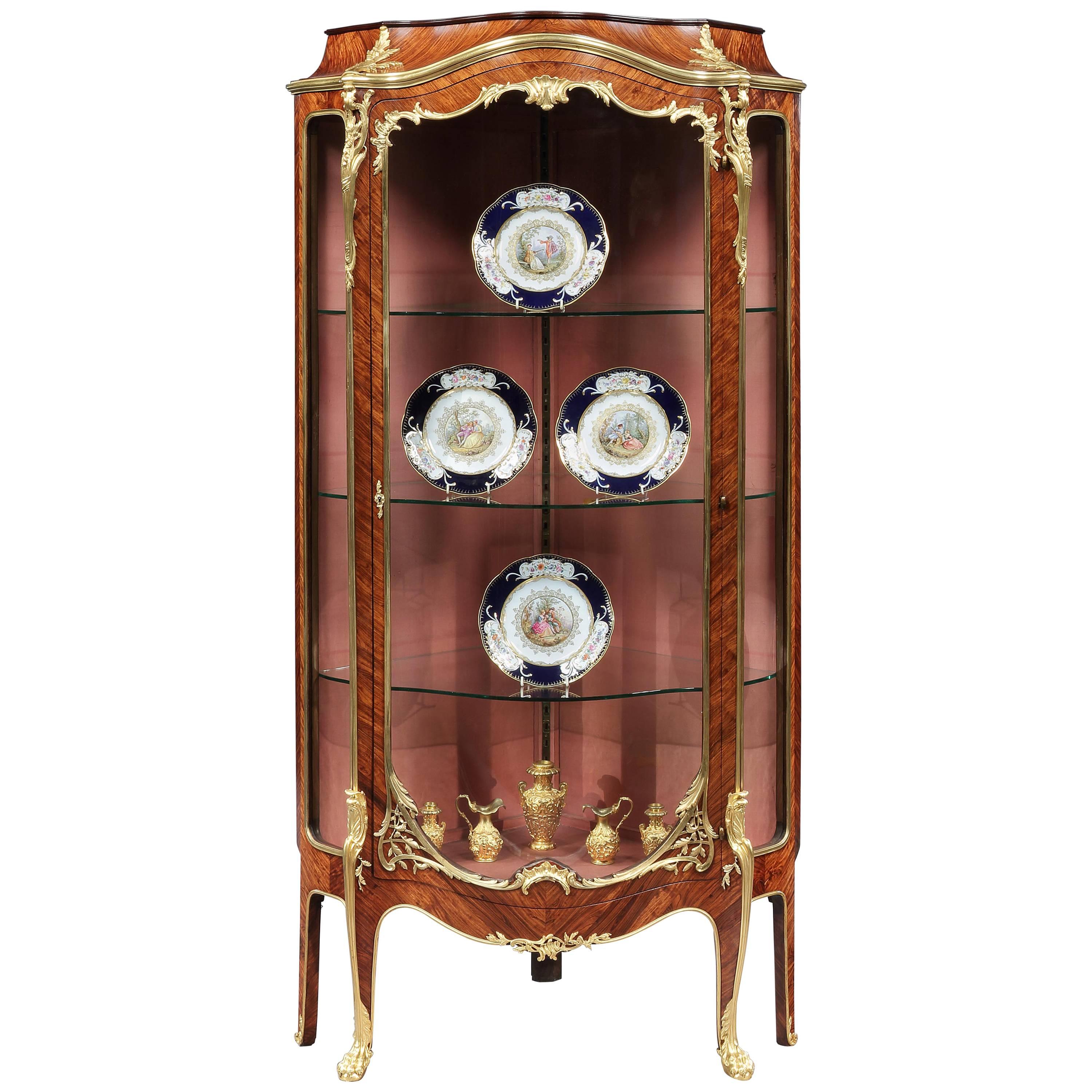 French Corner Display Cabinet with Ormolu Mounts, 19th Century