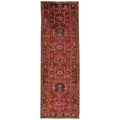 Vintage 1950s Red/Blue Persian Heriz Rug