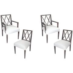 Set of Four Cerused Dining Chairs
