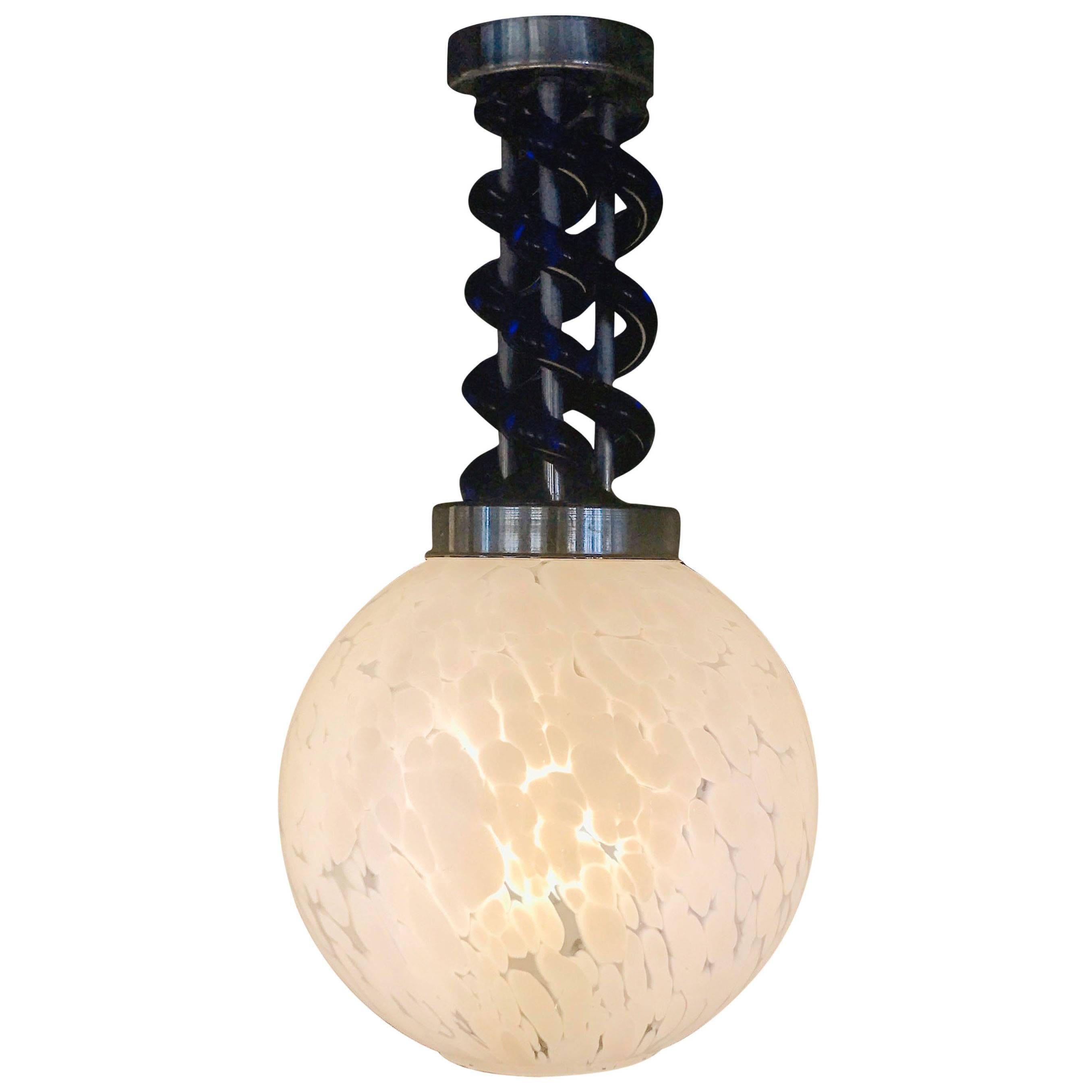 Petite lampe à suspension moderne du milieu du siècle dernier en verre de Murano de Venini