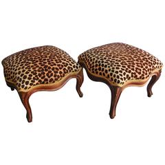 French Louis XV Style Walnut Footstools