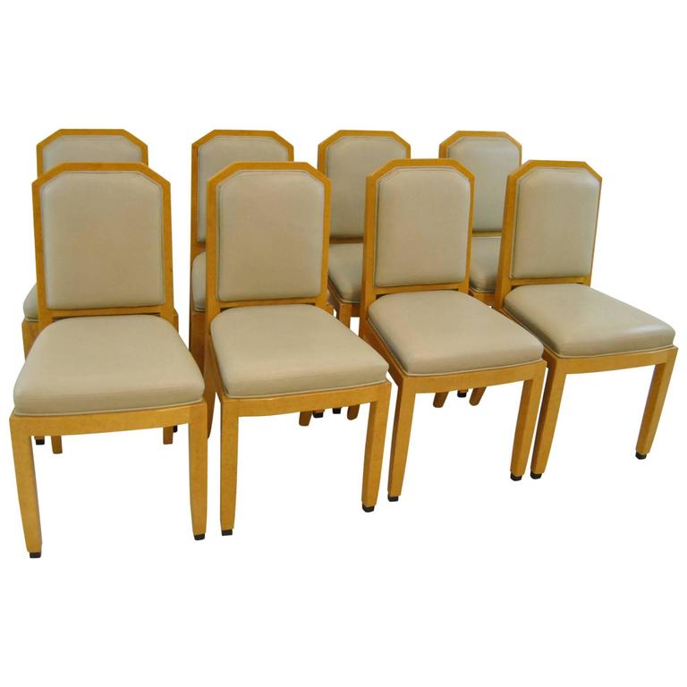 Set of Eight HandCarved and HandPainted Dining Room Chairs by William