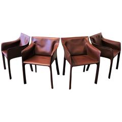 Gorgeous Russet Leather Armchairs by Matteo Grassi, Italy