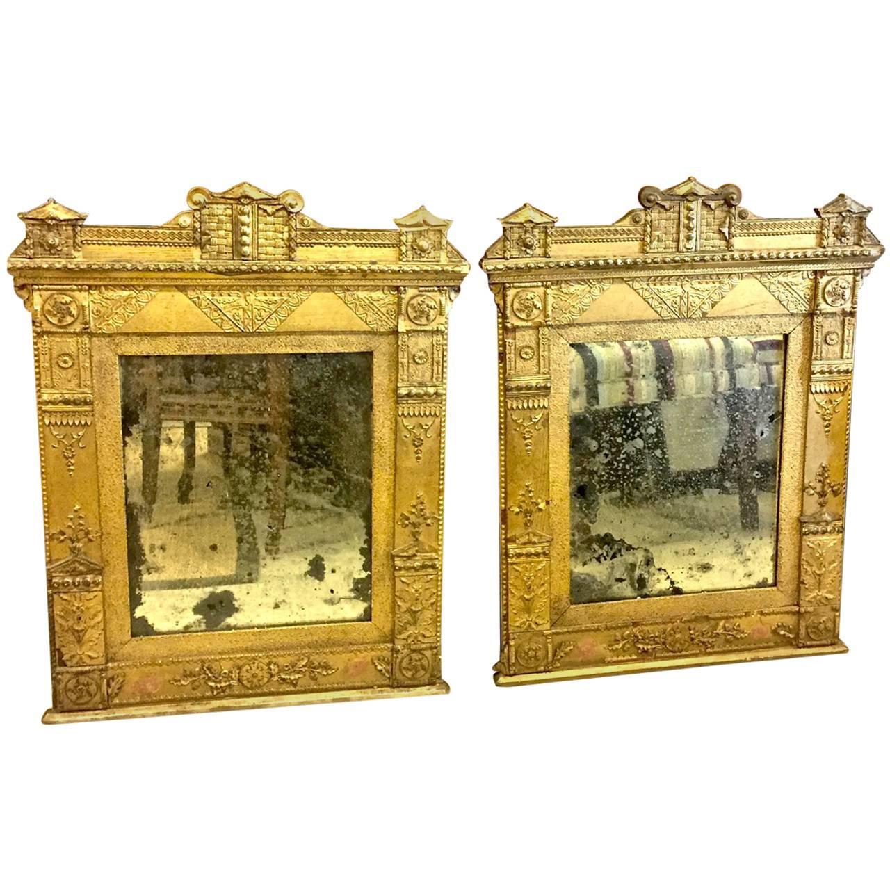 Pair of Late 18th Century French Directoire Gilt Mirrors