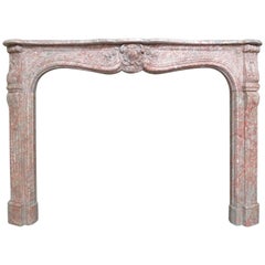French 19th Century Louis XV Style Marble Fireplace Mantel