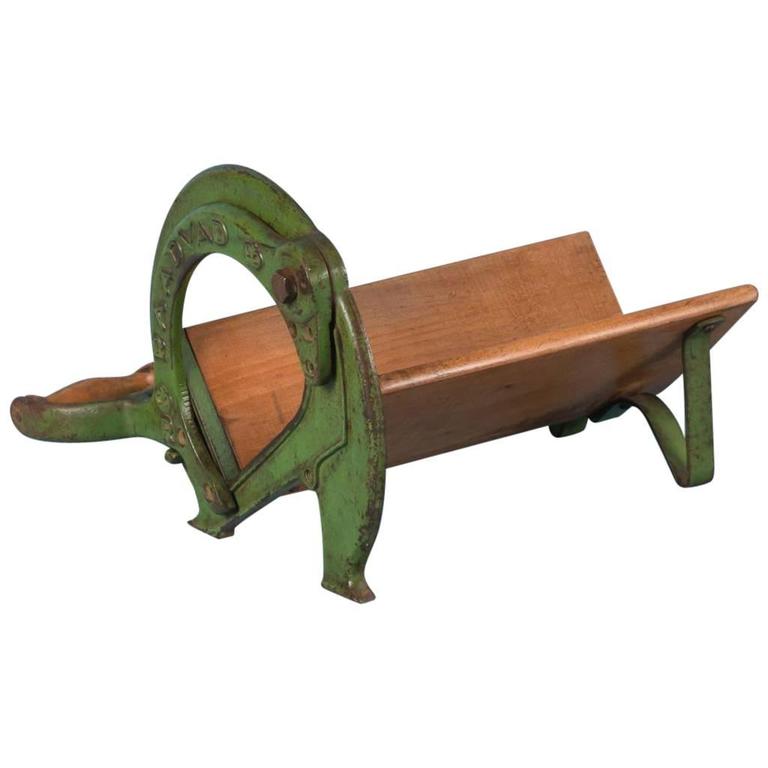 Antique Danish Bread Cutter with Vintage Green Paint at 1stDibs