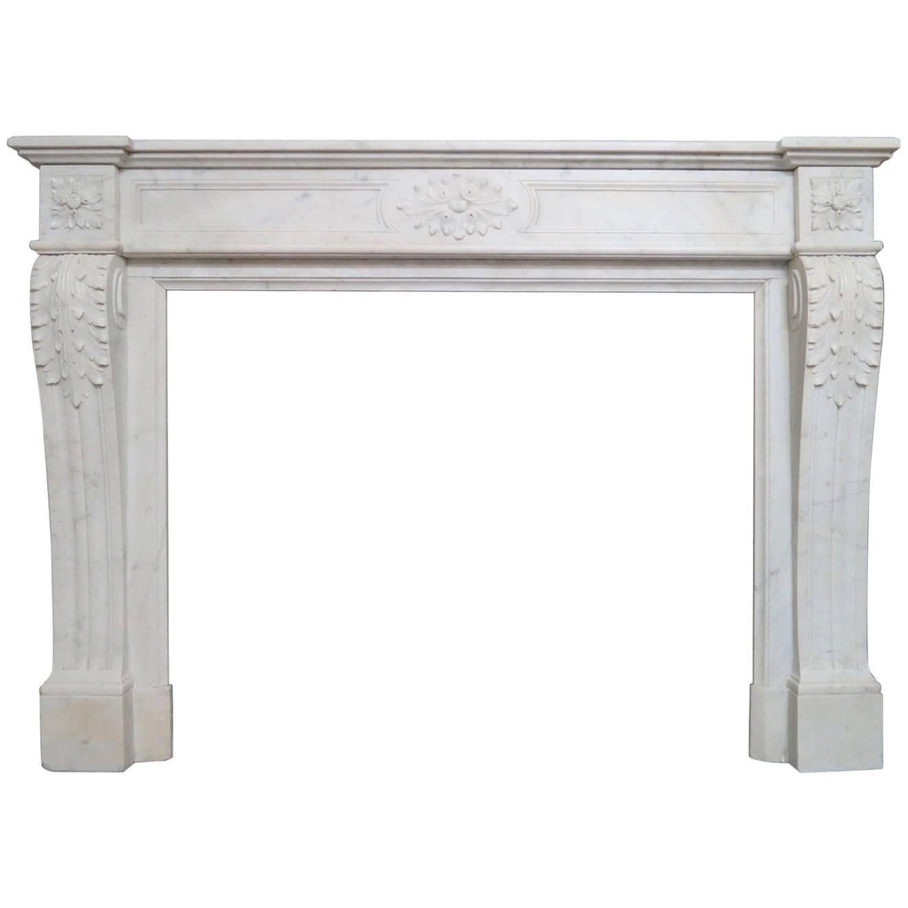 Antique Marble Louis XVI Style French Fireplace Mantel