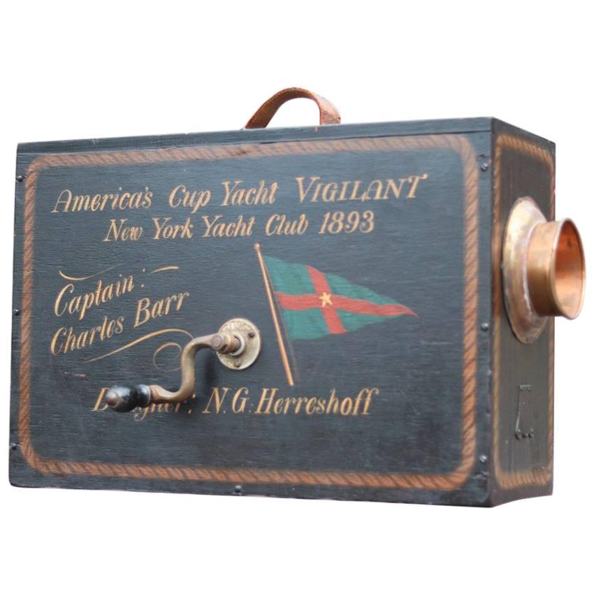 Boxed Foghorn with Painted Decoration of "Viligant"