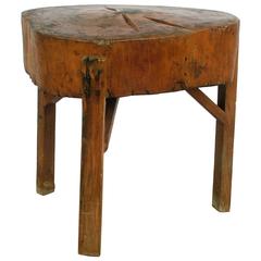 Antique  American Rustic Butcher Block Table