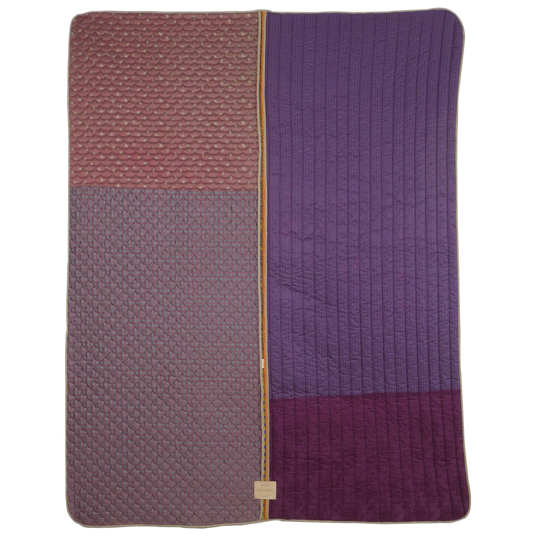 Quilted Vintage Silk Throw Blanket