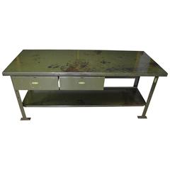 Industrial Work Table Makes Striking Kitchen Island with Added Wheels