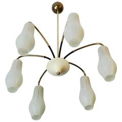 Elegant Italian Stilnovo Style Glass and Brass Chandelier 10