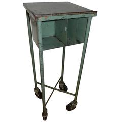 Antique Industrial Foreman's Desk on Wheels as Hallway or Entranceway, Key or Mail Table
