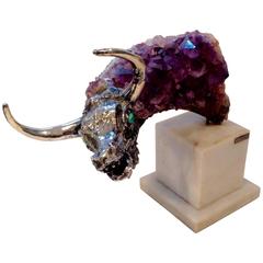 Amazing Signed Aurelio Teno Abstract Sculpture of a Bull