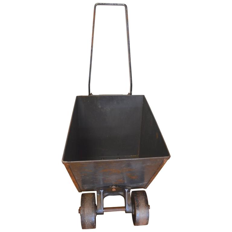Steel Coal Cart on Wheels as Mobile Planter at 1stDibs
